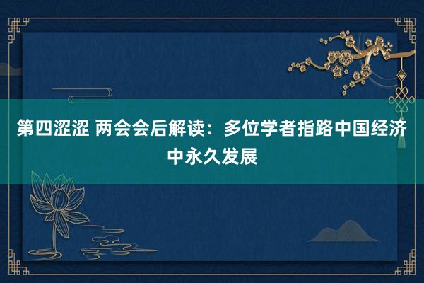 第四涩涩 两会会后解读：多位学者指路中国经济中永久发展